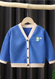Boy Spring Blue Cute Print Long Sleeve Cardigan