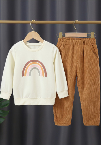 Kids Unisex Spring Rainbow Shirt and Pants Two Piece Set