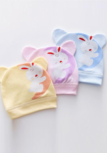 Cartoon Rabbit Print Newborn Baby Newborn Beanie Hat For 0-3 Months(3 Pieces)
