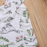 Baby Girl Summer Printed Sleeveless Ruffles Bodysuit Rompers