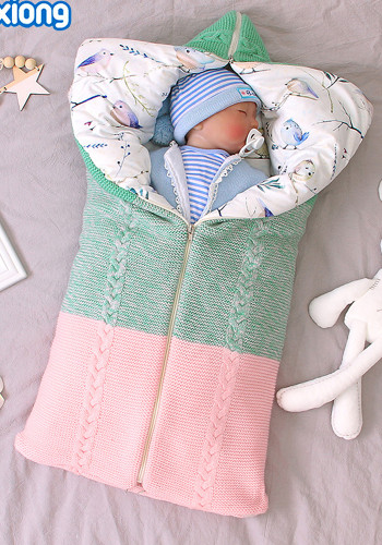 Pink and Green Contrast Soft Newborn Infant Baby Anti kick Swaddle Sack Sleepping Bags