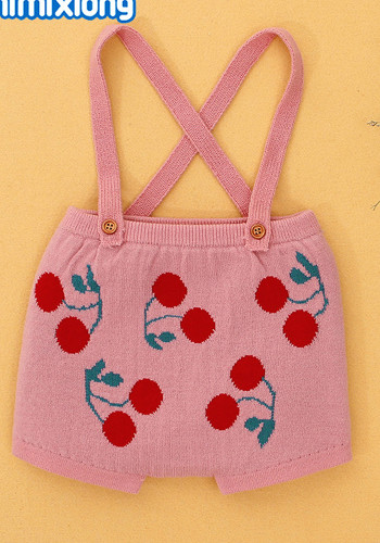 Baby Girl Cherry Pink Knitted Bib Pants
