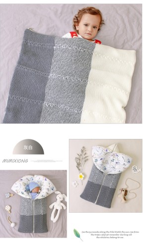 Gray and White Contrast Soft Newborn Infant Baby Anti kick Swaddle Sack Sleepping Bags