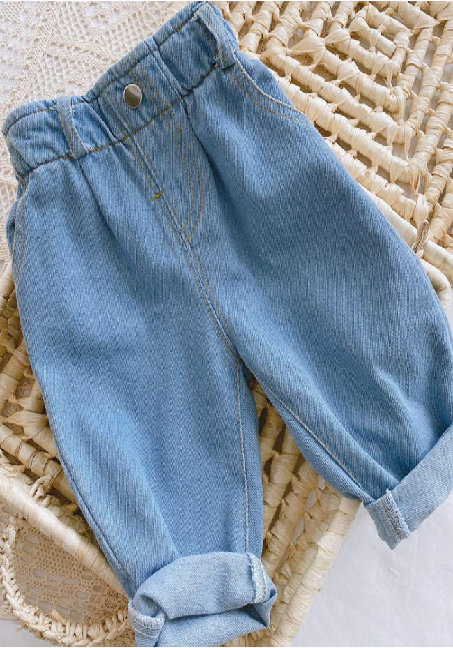 Unisex Baby Blue Full Length Elastic Waist PP Pants