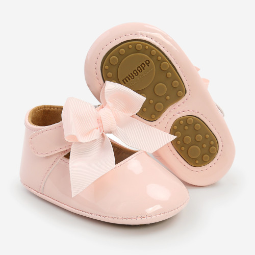 Spring and Summer Baby Girl Pink Bow Mary Jane Toddler Shoes