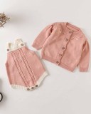 Baby Girl Pink Floral Long Sleeve Button Up Knitting Coat