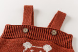 Unisex Baby Brown Cute Bear Bib Knitting Bodysuit