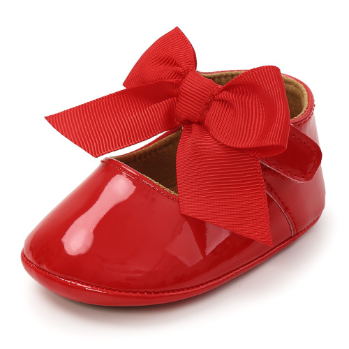 Spring and Summer Baby Girl Red Bow Mary Jane Toddler Shoes