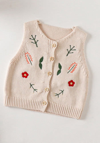 Baby Girl Floral Sleeveless Kintting Vest Coat