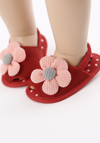 Baby Girl Summer Red Flower Toddler Shoes