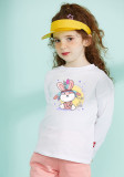 Kids Girl Spring Cartoon Print White O-neck Long Sleeve T-Shirt