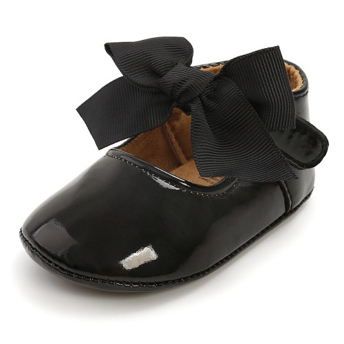 Spring and Summer Baby Girl Black Bow Mary Jane Toddler Shoes