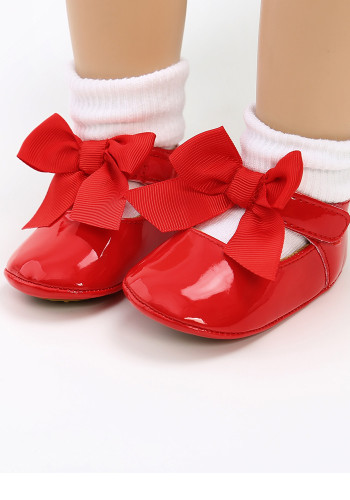Spring and Summer Baby Girl Red Bow Mary Jane Toddler Shoes