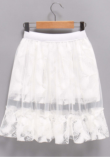 Kids Girl Summer White Layered Mesh Skirt