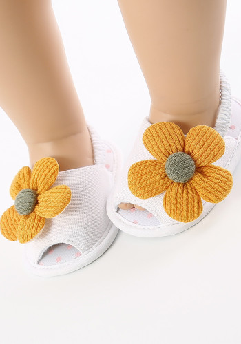 Baby Girl Summer Yellow Flower White Toddler Shoes