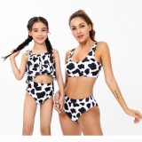 Mommy and Me Family Matching Cows Printed Mom Two-Piece Swimwear