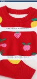 Kids Girl Spring Red Fruits O-neck Long Sleeve Knitted Sweater