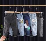 Kids Boy Black Pocketed Emoji Jean Trousers