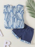 Summer Baby Girl Print Shirt and Shorts Matching Two Piece Set