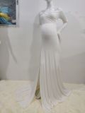 Spring/Autumn White Long Sleeve Pregenant Photography Sweetheart Mermaid Gown