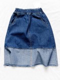Mommy and Me Clothes Blue Denim Patchwork Long Skirt - Girl