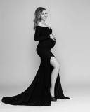 Spring/Autumn Black Long Sleeve Pregenant Photography Sweetheart Mermaid Gown