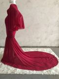 Spring/Autumn Burgunry Wide Sleeve Photography Maternity Gown