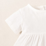 Baby Girl Summer Solid Plain Shirt and Shorts Two Piece Set