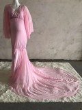 Spring/Autumn Pink Wide Sleeve Photography Maternity Gown