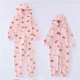 Winter Mommy and Me Clothes Cartoon Printed Hooded Onesie Pajama - Mom