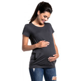 Summer Grey Round Neck Short Sleeve Maternity Wear Fashion Nursing T-Shirt