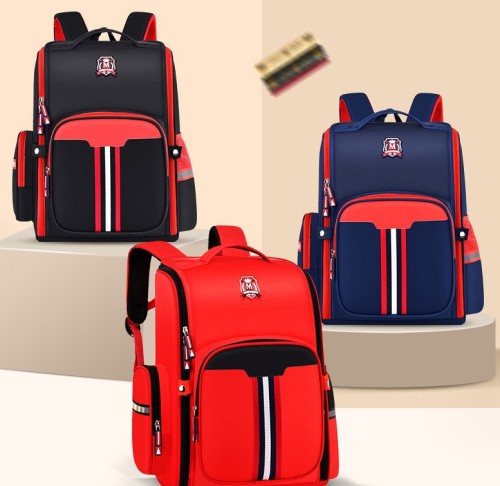 Kids Boy Red Large-capacity British Style School Backpack