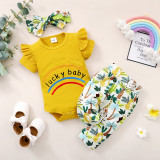 Baby Girl Summer Three Piece Floral Pants Set
