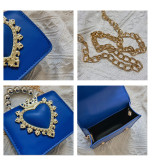 Women Fashion Royal Blue Beaded Mini Handheld Diagonal Lipstick Bag Coins Shoulder Bag