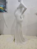 Spring/Autumn White Long Sleeve Pregenant Photography Sweetheart Mermaid Gown