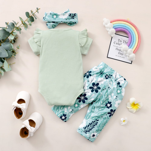 Baby Girl Summer Three Piece Floral Pants Set