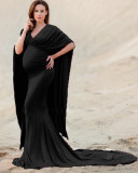 Summer Black V-neck Half Sleeves Photography Maternity Dress