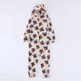 Winter Mommy and Me Clothes Cartoon Printed Hooded Onesie Pajama - Mom