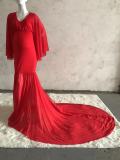 Spring/Autumn Red Wide Sleeve Photography Maternity Gown