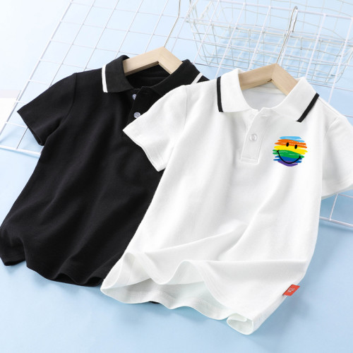 Girls Summer Cotton Short-Sleeve Print Polo T-Shirt