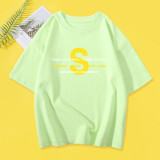 Family Wear Clothing Short Sleeve Round Neck Print Solid T-Shirt