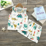 Summer Baby Cotton Cartoon Casual Short Sleeve T-Shirt And Shorts Two Piece Set