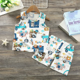 Summer Baby Cotton Cartoon Casual Short Sleeve T-Shirt And Shorts Two Piece Set