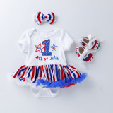 Baby Skirt Shoes Set Summer Short Sleeve Embroidered Romper Dress Baby Holiday Dress
