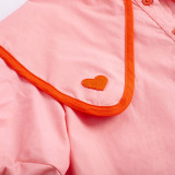 Summer letter heart big lapel short-sleeved children's dress