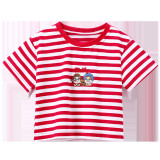 Summer striped T-shirt parent-child wear children's cartoon embroidery cotton short sleeve thin trendy family wear