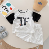 Children's letter print sports suit 0-6 years old summer boy baby Letter T-shirt shorts Two Piece set