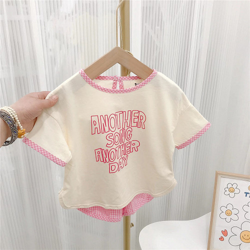 Girls cool handsome set boys and girls sports fashionable summer children's short sleeve shorts Two Piece baby summer clothes