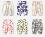 Summer Girls  Cartoon Breathable Cotton Flower Anti-Mosquito Pants