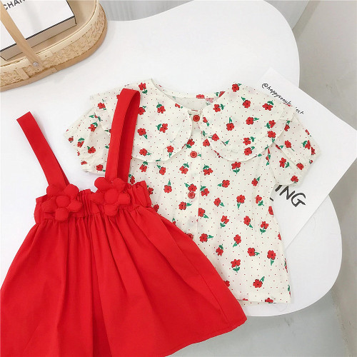 Girls Floral Dress Summer Girl Baby Strap Skirt Children's Suit Summer Fashion Trend